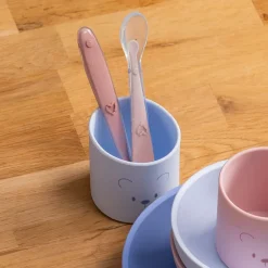Set van 2 siliconen lepels + opbergetui Roze