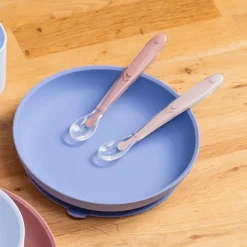 Set van 2 siliconen lepels + opbergetui Roze