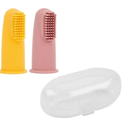 Set van 2 siliconen tandborstels – Roos/Oker