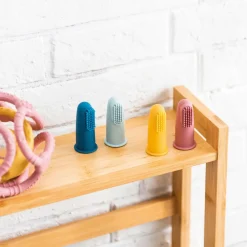 Set van 2 siliconen tandborstels – Roos/Oker