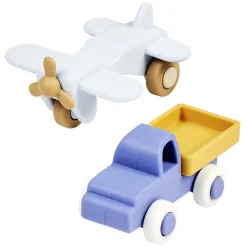 Set van siliconen vrachtwagen + vliegtuig 11 cm Blauw
