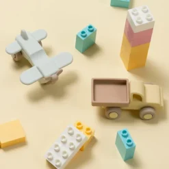 Set van siliconen vrachtwagen + vliegtuig 11 cm Beige