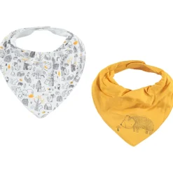 Set van 2 slabbetjes bandana vorm met beer- en bosdierenprint, jersey, met velcrosluiting