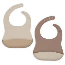 Set van 2 slabbetjes silicone et opvangbakje Natural Shades