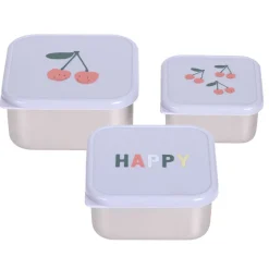 Set van 3 Snackdoosjes Inox Happy Fruit Cherry