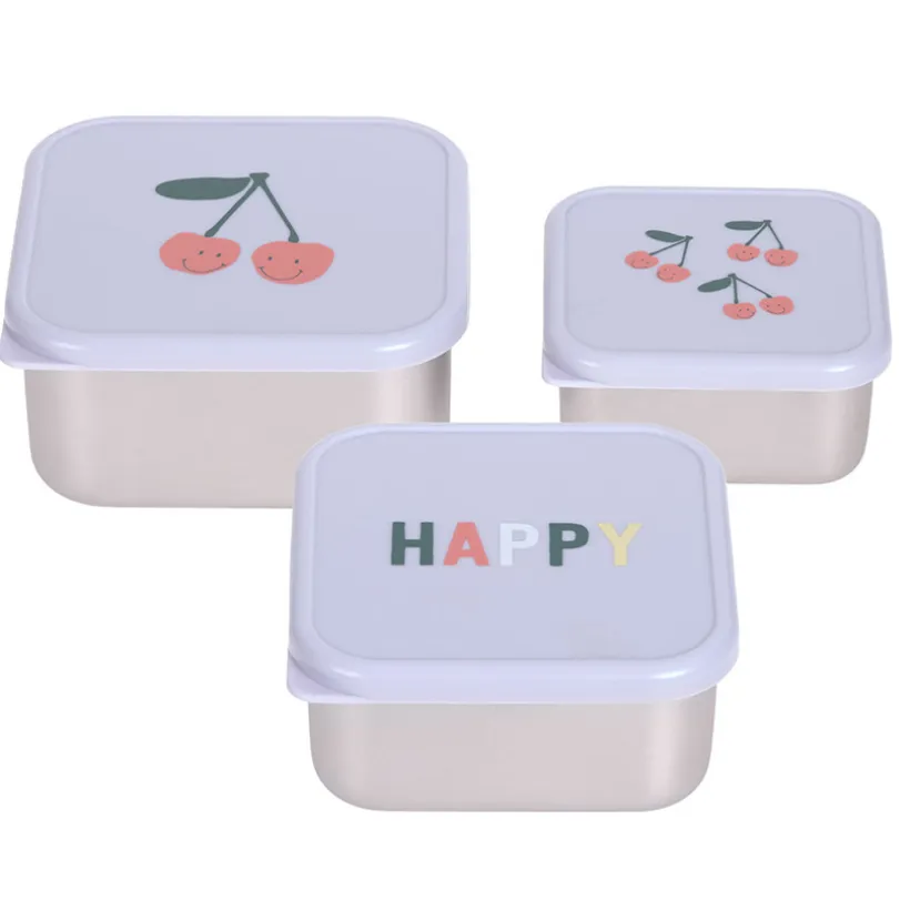 Set van 3 Snackdoosjes Inox Happy Fruit Cherry