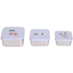 Set van 3 Snackdoosjes Inox Happy Fruit Cherry