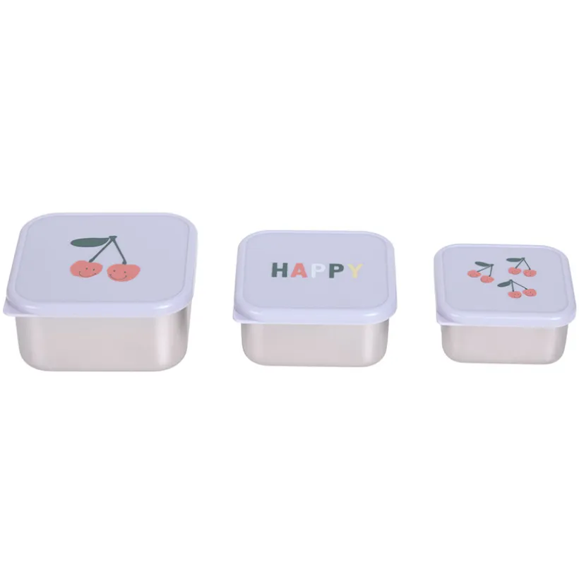 Set van 3 Snackdoosjes Inox Happy Fruit Cherry