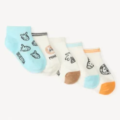 Set van 5 sokken met savanneprint voor jongensbaby's