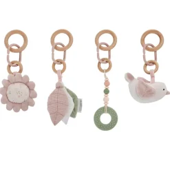 Set van 4 speelgoed voor boog Promenade Bucolique roos met fluweel soft boa, popeline en bijtring van siliconen