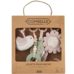 Set van 4 speelgoed voor boog Promenade Bucolique roos met fluweel soft boa, popeline en bijtring van siliconen