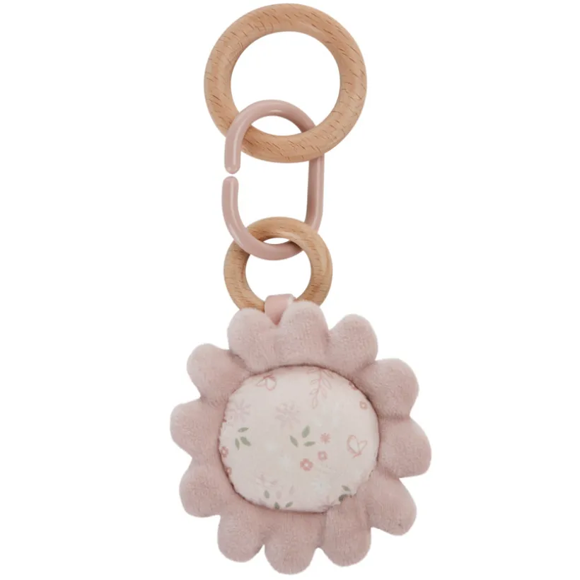 Set van 4 speelgoed voor boog Promenade Bucolique roos met fluweel soft boa, popeline en bijtring van siliconen