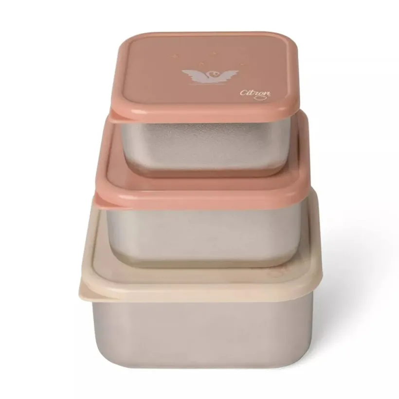 Set van 3 stapelbare roestvrije lunchbox Ballerina