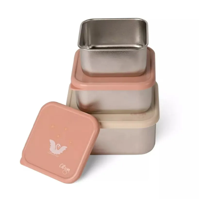Set van 3 stapelbare roestvrije lunchbox Ballerina