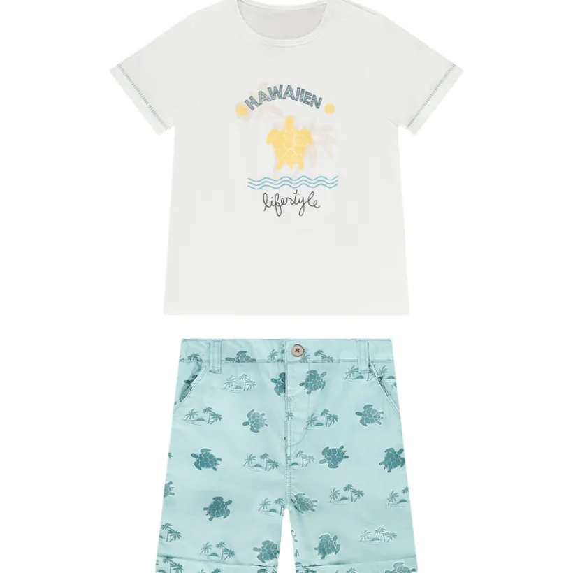 Set van 2 stukken in jersey print Hawaii voor baby jongen
