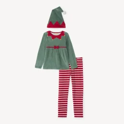 Set van 3 stukken kerstelf pyjama meisjes