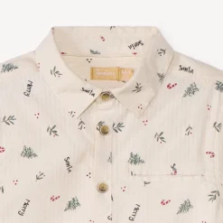 Set van 2 stukken met overhemd met kerstprint jongens en korte rode broek