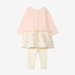 Set van 2 stuks jurk met 2-in-1 effect en legging voor babymeisje
