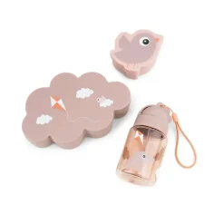 Set van 3 stuks met drinkfles en lunchbox Playground roos