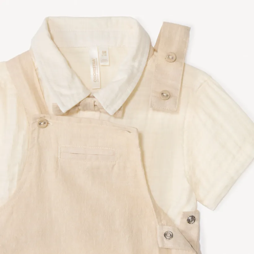 Set van 2 stuks: overhemd + tuinbroek voor babyjongen