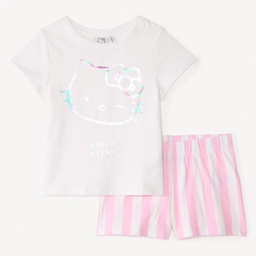 Set van 2 stuks pyjama t-shirt + short Hello Kitty meisjes