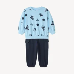 Set van 2 stuks: trui + joggingbroek met robotprint voor babyjongen