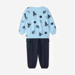 Set van 2 stuks: trui + joggingbroek met robotprint voor babyjongen