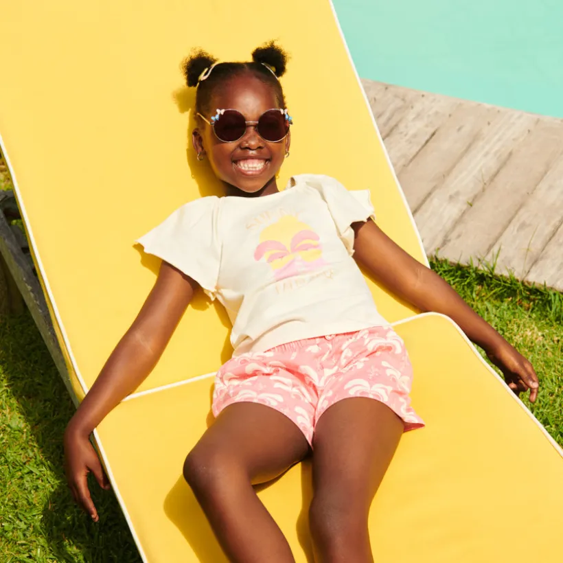 Set van 2 stuks t-shirt met korte mouwen + short met palmboompatroon meisjes