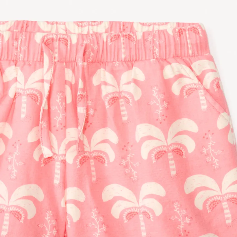 Set van 2 stuks t-shirt met korte mouwen + short met palmboompatroon meisjes