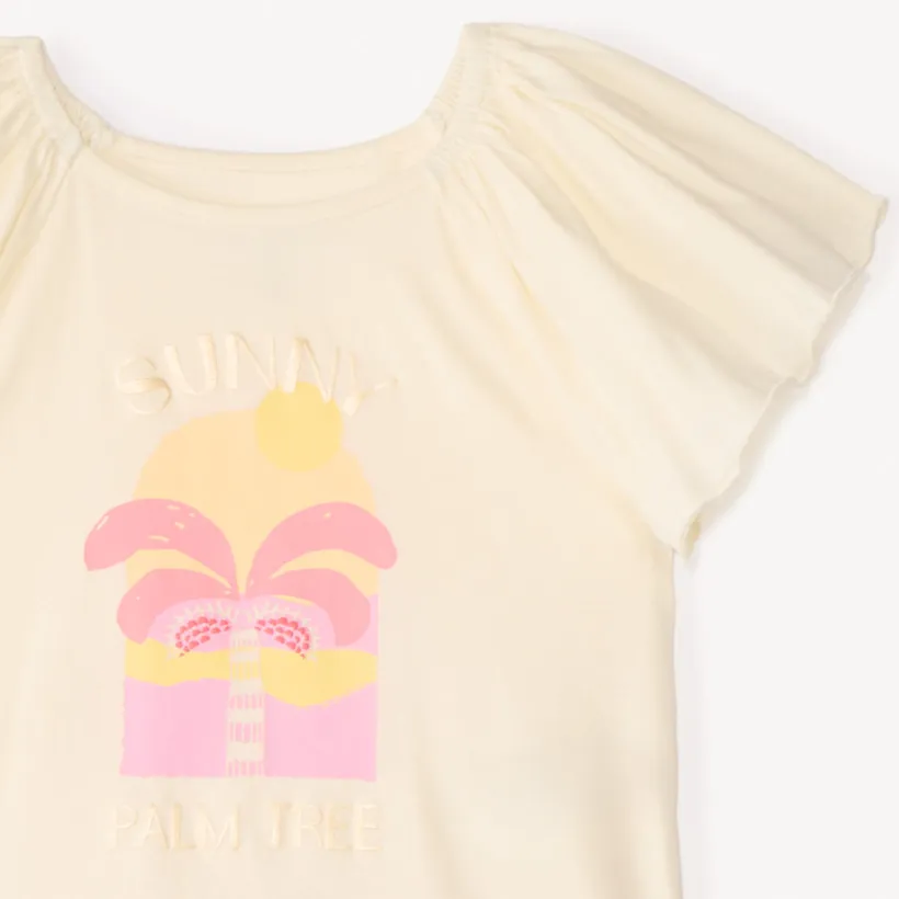 Set van 2 stuks t-shirt met korte mouwen + short met palmboompatroon meisjes