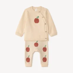 Set van 2 stuks voor babymeisjes in tricot met appelmotief