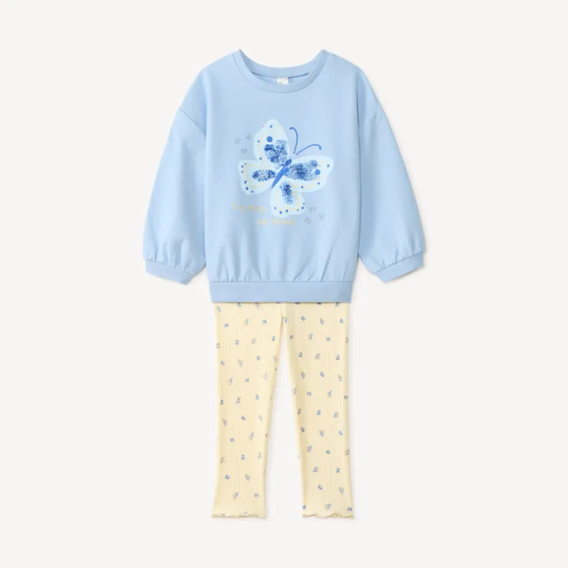 Set van sweater + legging met vlinderprint en pailletten voor babymeisjes