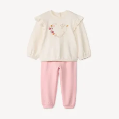 Set van sweat + jogging met fantasie voor babymeisjes