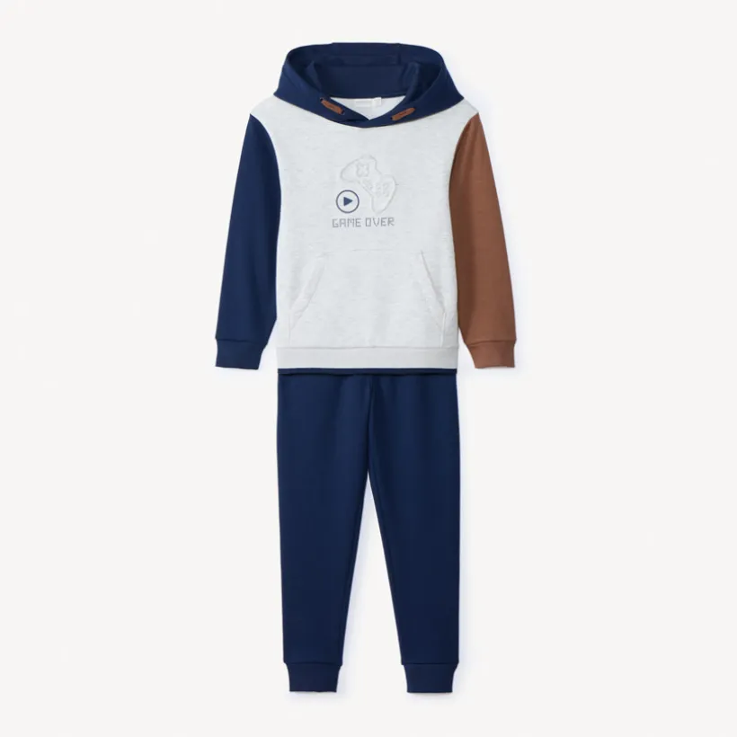 Set van sweatshirt en joggingbroek met fantasie colourblock jongens