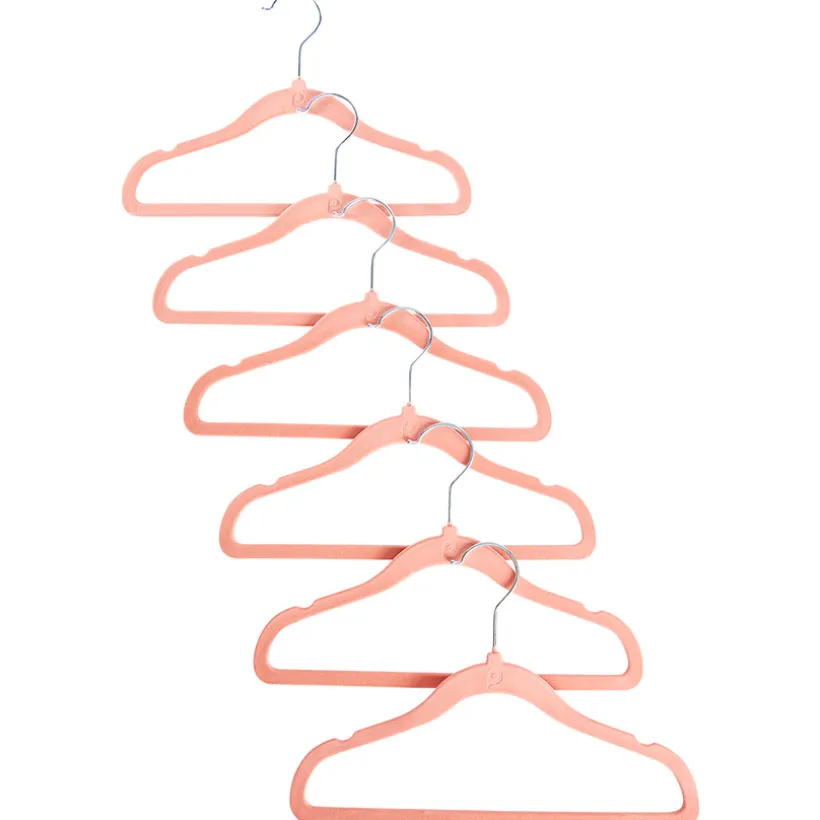 Set van 6 terracotta fluwelen hangers