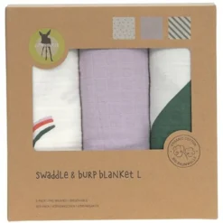 Set van 3 Tetra doeken 85x85cm Happy Rascals Lavendel