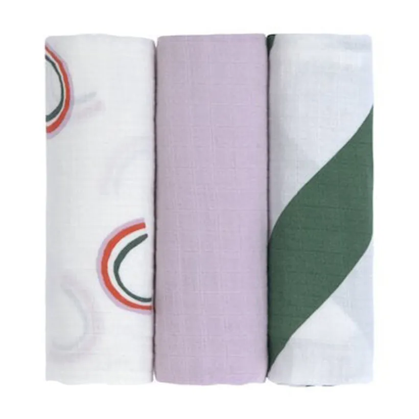 Set van 3 Tetra doeken 85x85cm Happy Rascals Lavendel
