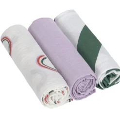 Set van 3 Tetra doeken 85x85cm Happy Rascals Lavendel