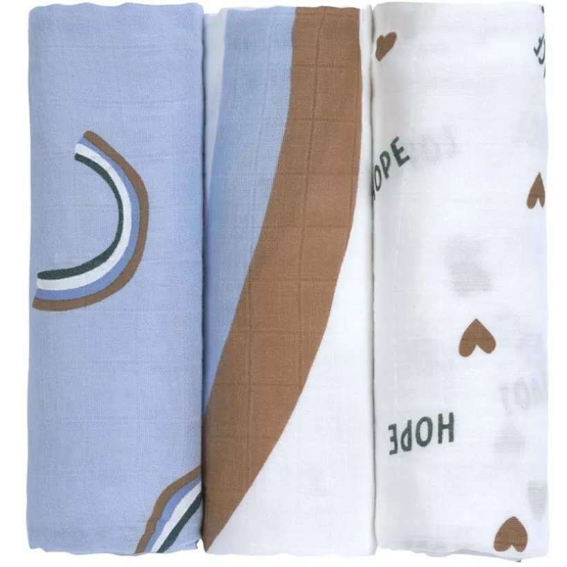 Set van 3 tetradoeken 80x80cm Happy Rascals Sky Blue