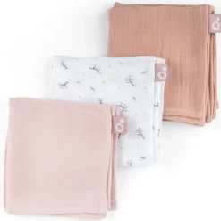 Set van 3 tetra mousseline luiers flower pink