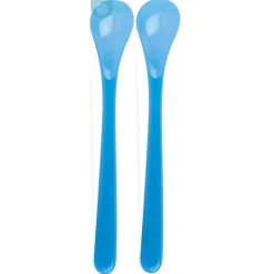 Set van 2 thermosensitieve lepels met lange handgreep 6M+ blauw