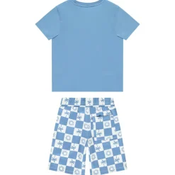 Set van t-shirt met korte mouwen + bermuda met ruitjes jongens