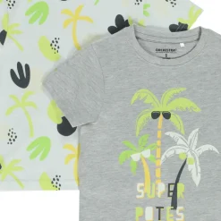 Set van 2 t-shirts korte mouwen met palmen jongens