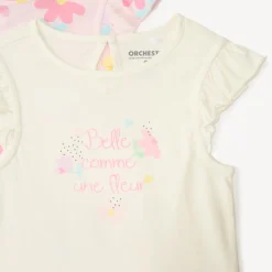 Set van 4 t-shirts met korte mouwen in fantasiepatronen voor meisjesbaby's.