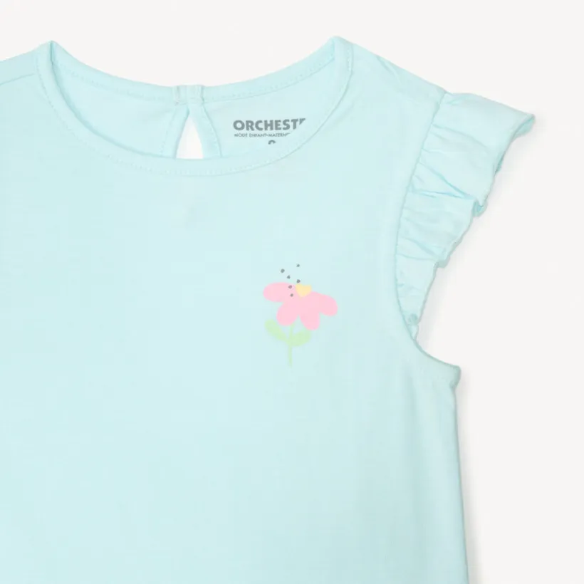 Set van 4 t-shirts met korte mouwen in fantasiepatronen voor meisjesbaby's.