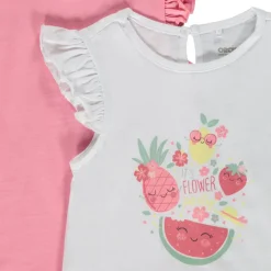 Set van 4 t-shirts met korte mouwen en volant meisjes