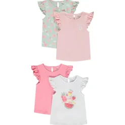Set van 4 t-shirts met korte mouwen en volant meisjes