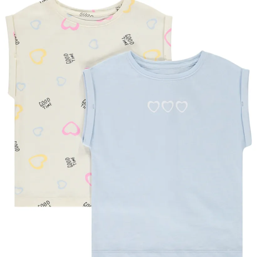 Set van 2 t-shirts met korte mouwen in doosvorm meisjes