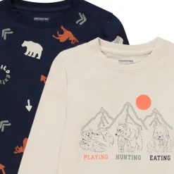 Set van 4 t-shirts met lange mouwen en fantasiepatronen voor jongen