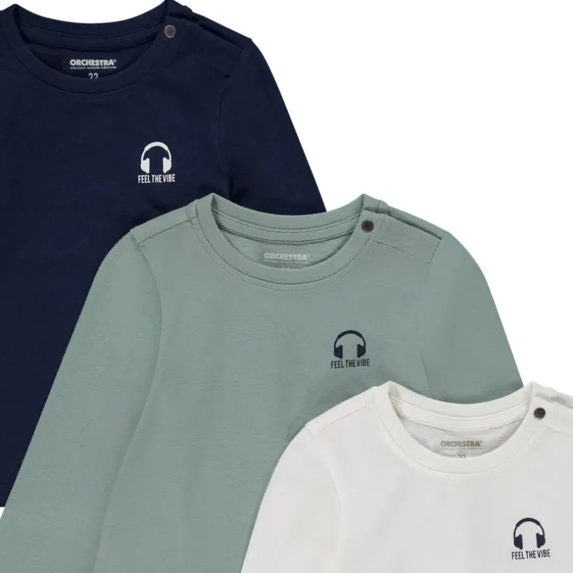 Set van 3 t-shirts met lange mouwen en print voor baby jongens